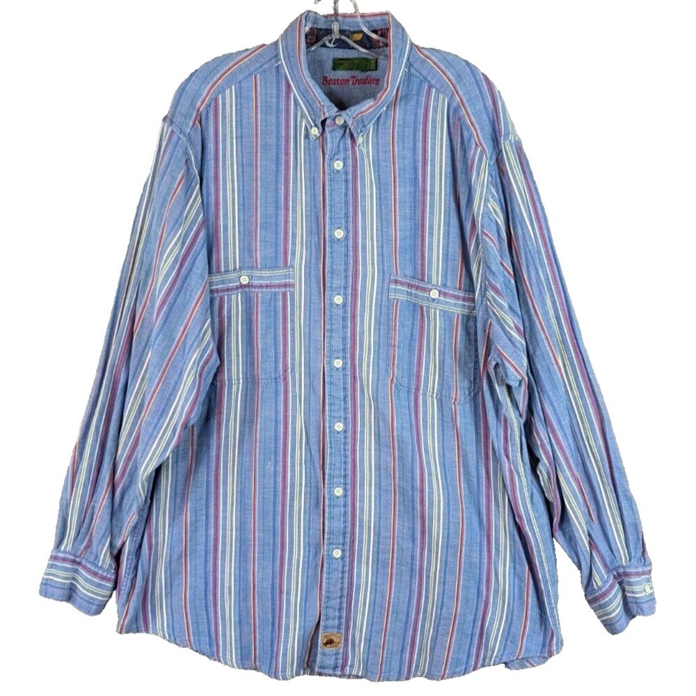 Boston Traders Button‎ Up Long Sleeve Shirt Men's Size 2XT Rainbow Casual Preppy